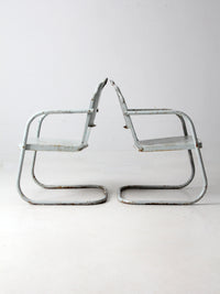 mid century art deco metal lounge chairs pair