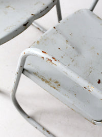 mid century art deco metal lounge chairs pair