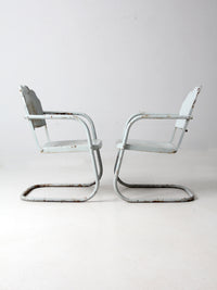 mid century art deco metal lounge chairs pair