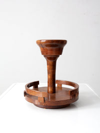 vintage rotating wood tabletop stand