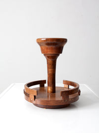 vintage rotating wood tabletop stand