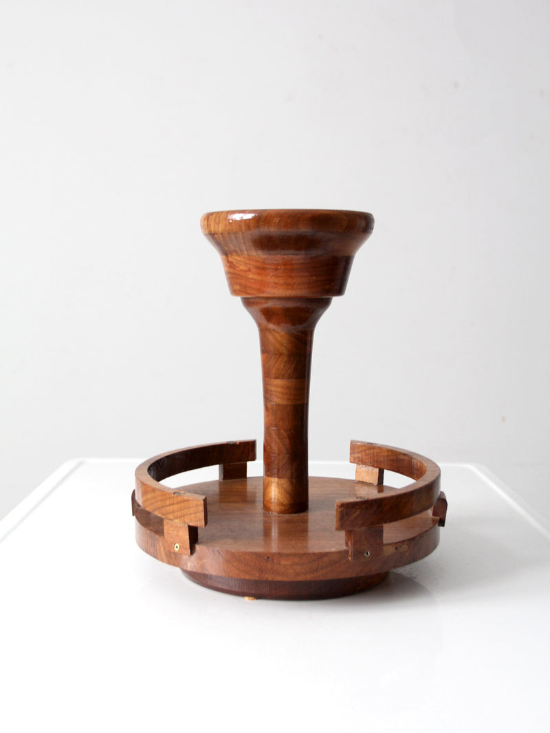 vintage rotating wood tabletop stand