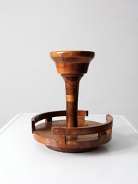 vintage rotating wood tabletop stand