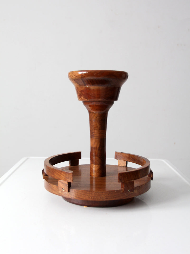 vintage rotating wood tabletop stand