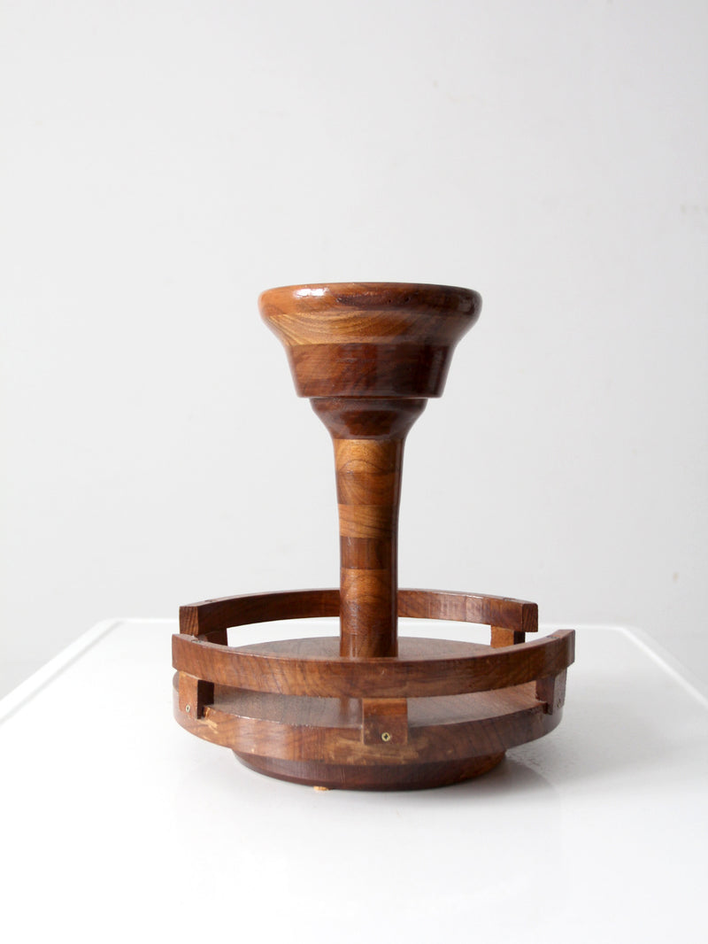 vintage rotating wood tabletop stand