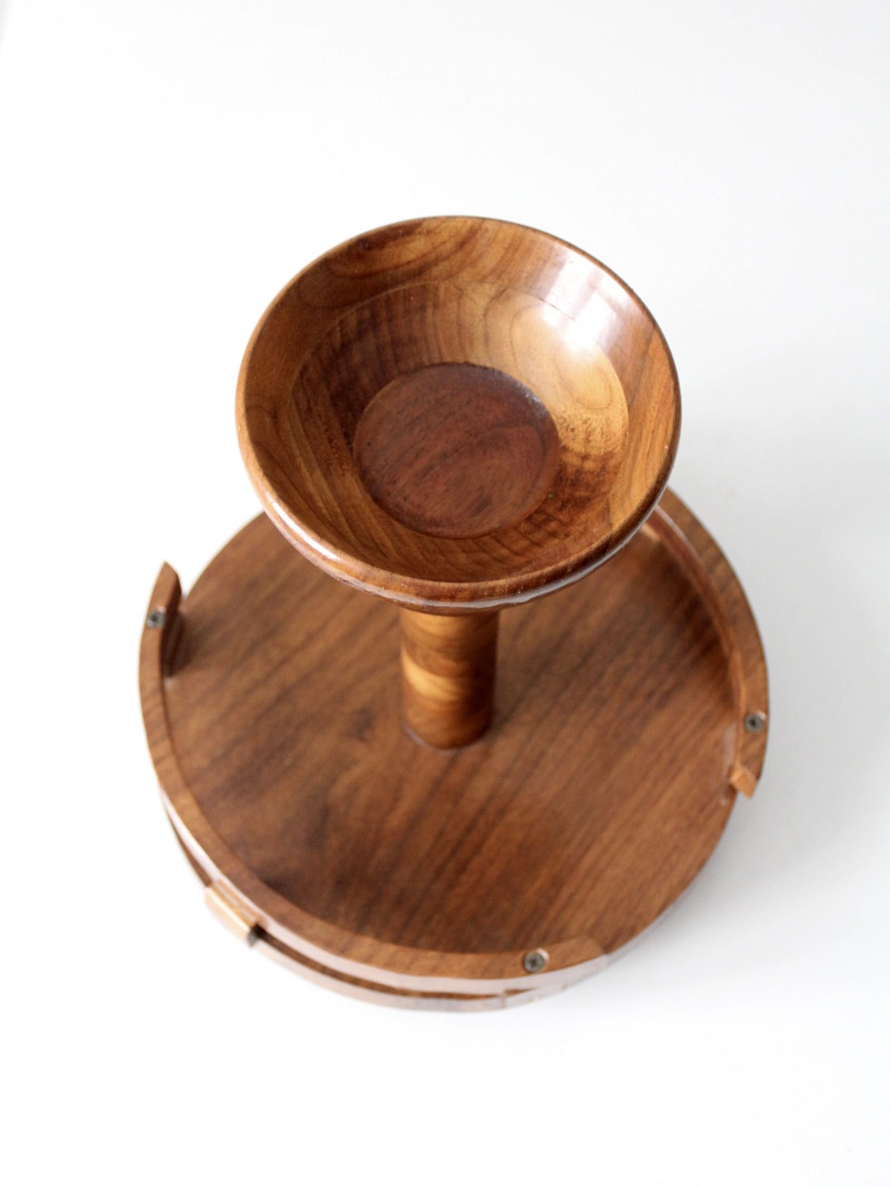 vintage rotating wood tabletop stand