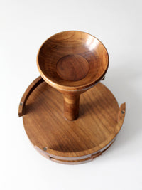 vintage rotating wood tabletop stand