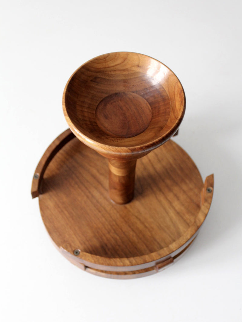 vintage rotating wood tabletop stand