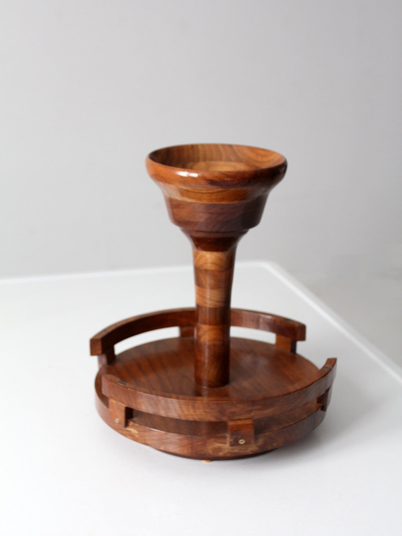 vintage rotating wood tabletop stand