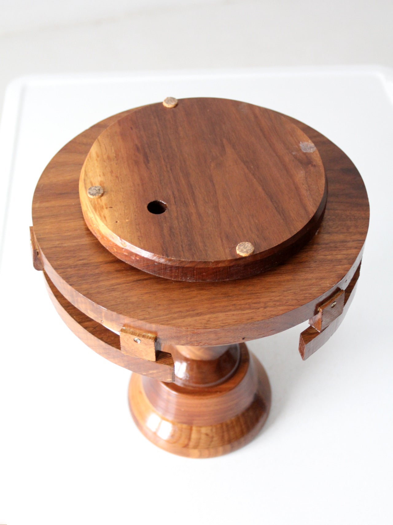 vintage rotating wood tabletop stand