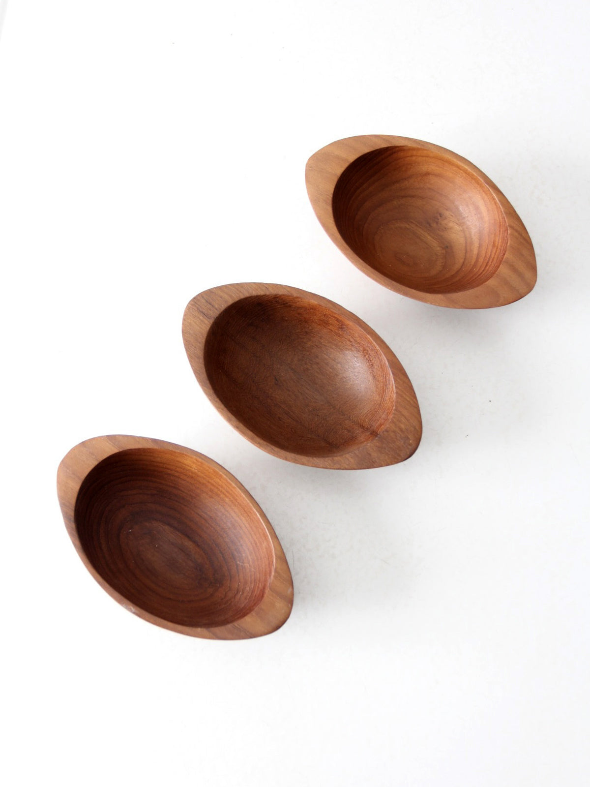 vintage hand carved wooden bowls set of 3