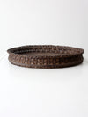 vintage wicker and wood decorative tray