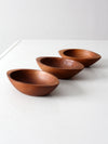 vintage hand carved wooden bowls set of 3