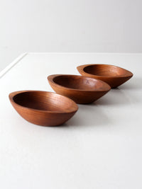 vintage hand carved wooden bowls set of 3