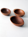 vintage hand carved wooden bowls set of 3