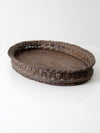 vintage wicker and wood decorative tray