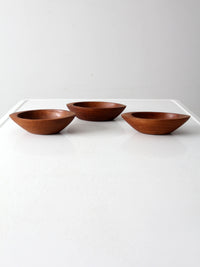 vintage hand carved wooden bowls set of 3