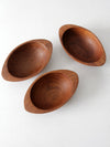 vintage hand carved wooden bowls set of 3