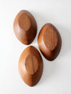 vintage hand carved wooden bowls set of 3