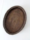 vintage wicker and wood decorative tray