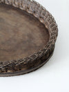 vintage wicker and wood decorative tray