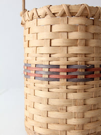 vintage woven splint basket with swing handle