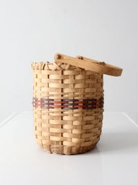 vintage woven splint basket with swing handle