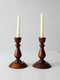 vintage turned wood candlestick holders