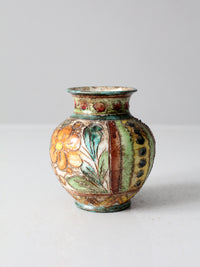 mid-century Italian majolica sgraffito vase