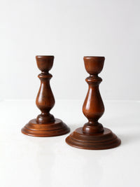 vintage turned wood candlestick holders