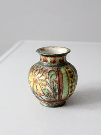 mid-century Italian majolica sgraffito vase