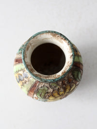 mid-century Italian majolica sgraffito vase