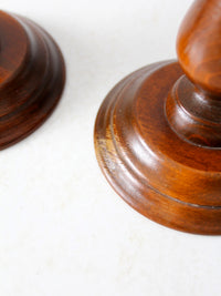 vintage turned wood candlestick holders