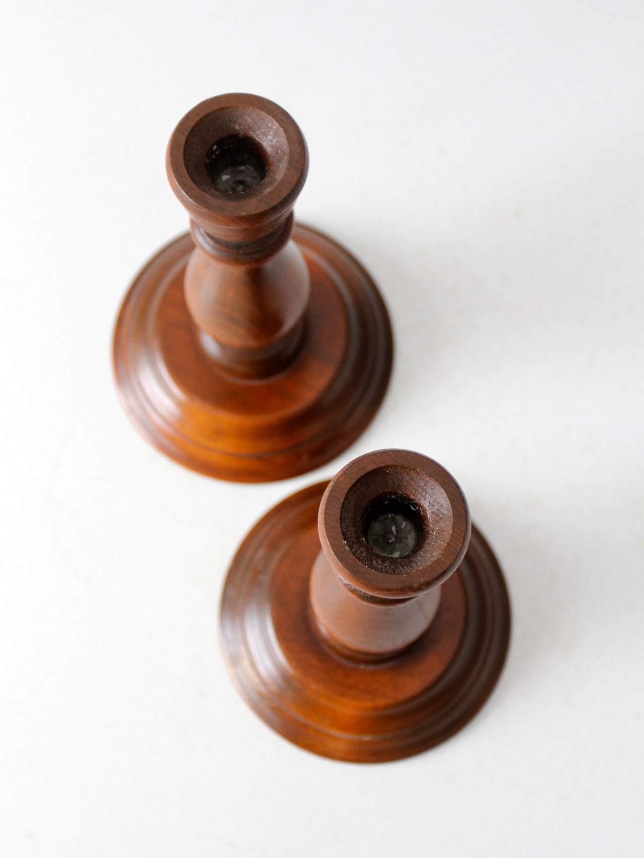 vintage turned wood candlestick holders