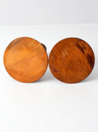 vintage turned wood candlestick holders