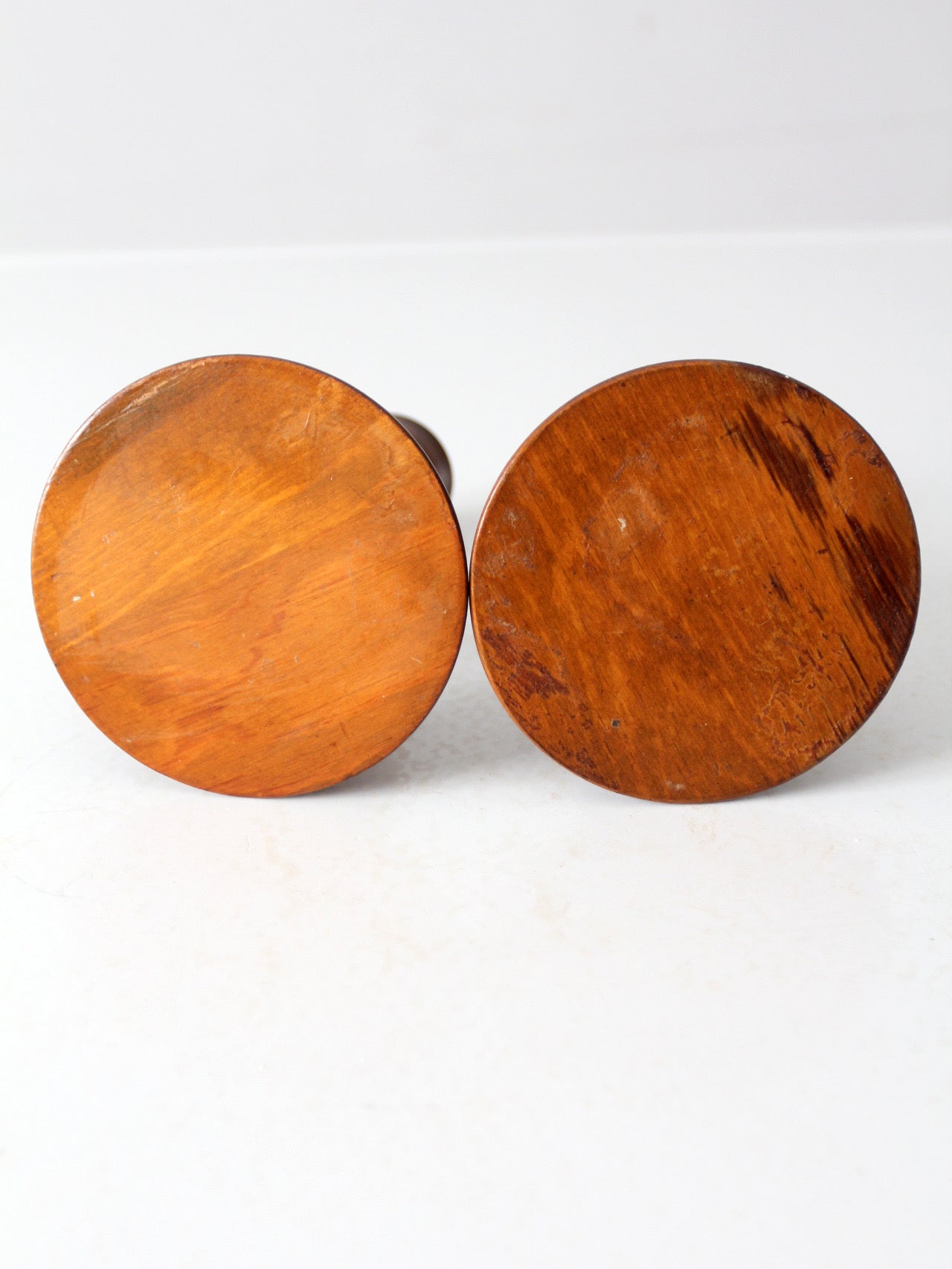 vintage turned wood candlestick holders
