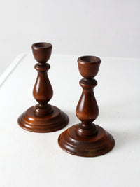 vintage turned wood candlestick holders