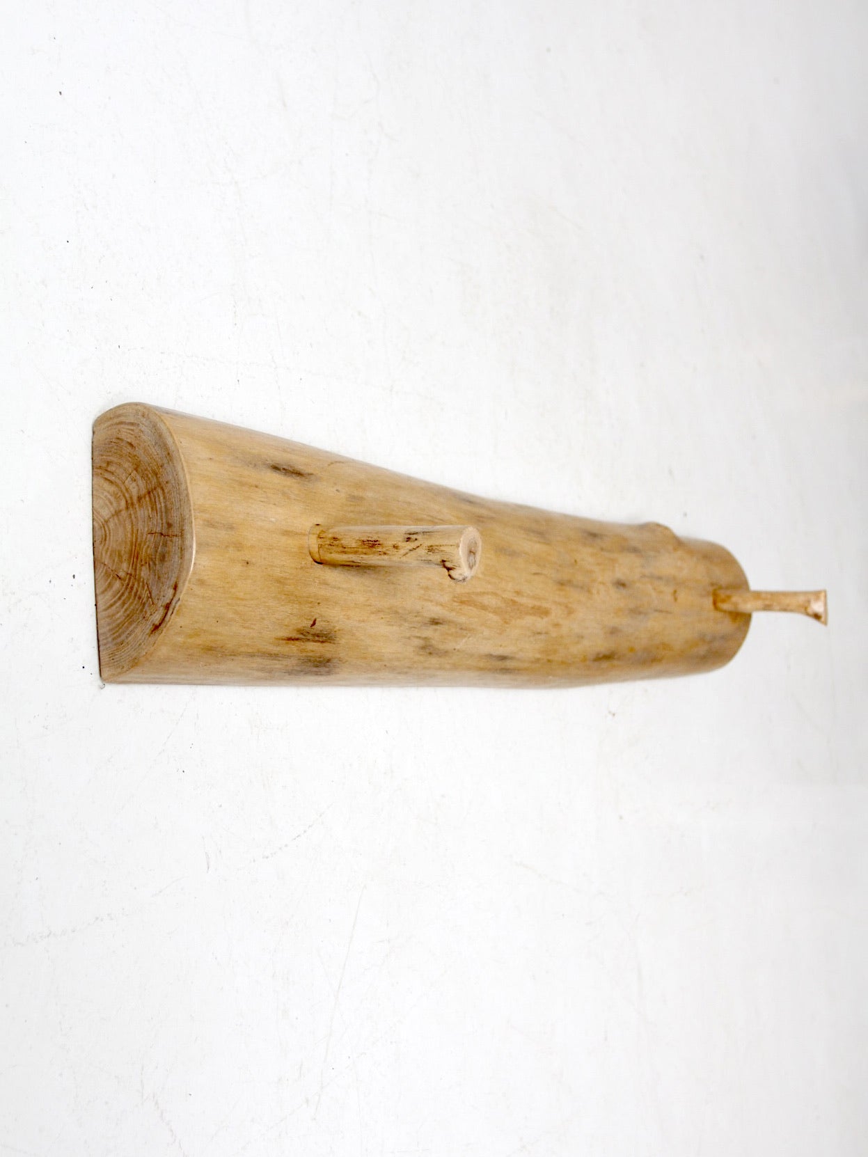 vintage hand-carved pine wall rack with peg hooks