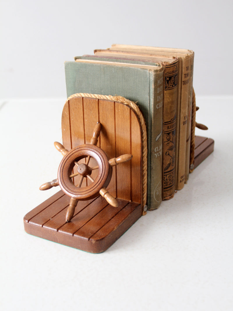 vintage wooden nautical bookends