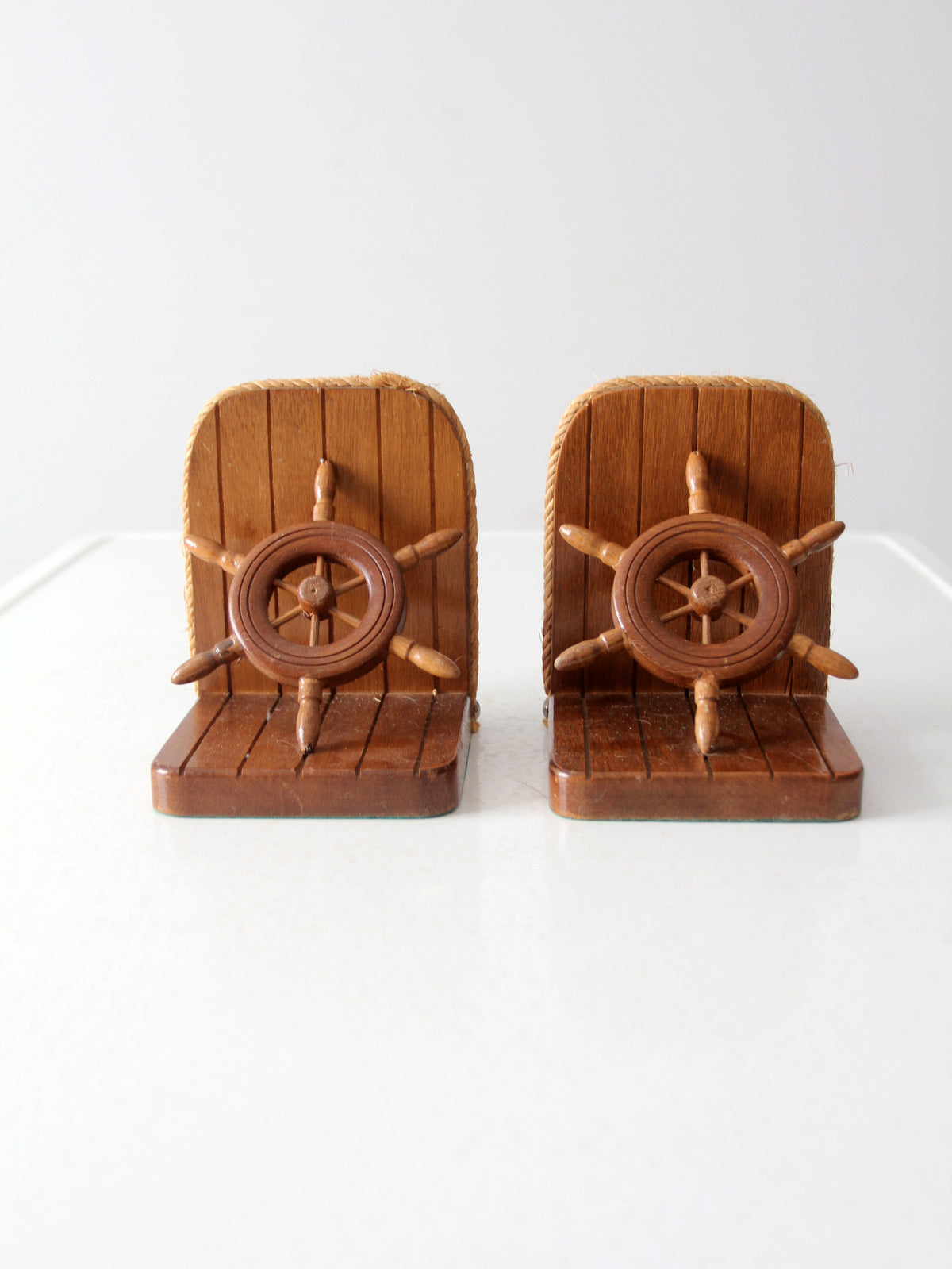 vintage wooden nautical bookends