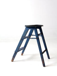 vintage wooden blue step stool