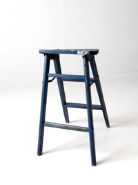 vintage wooden blue step stool