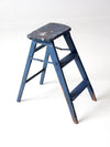 vintage wooden blue step stool