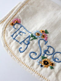 vintage embroidered silverware holder set