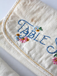 vintage embroidered silverware holder set