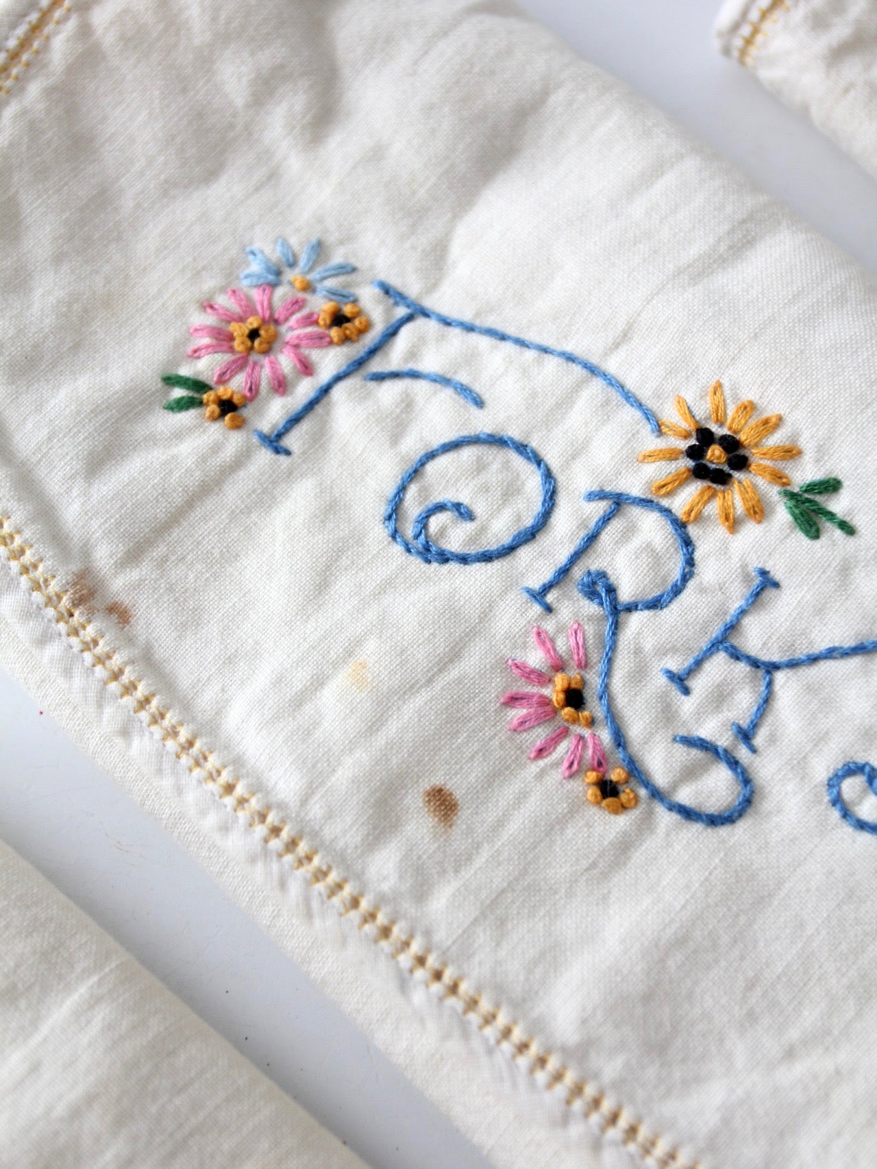 vintage embroidered silverware holder set