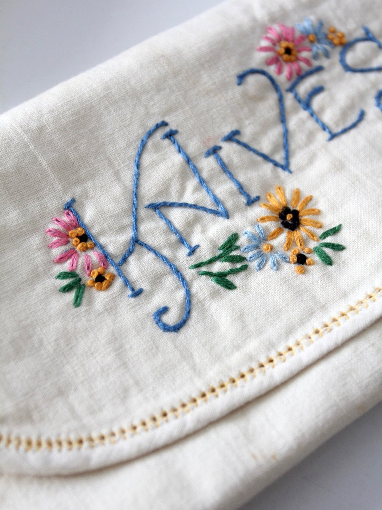vintage embroidered silverware holder set