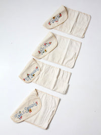 vintage embroidered silverware holder set