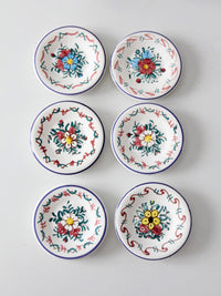 vintage Crespo Spanish pottery coaster set with basket holder