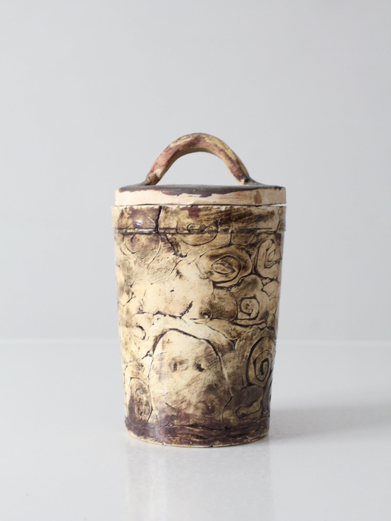 vintage handmade studio pottery lidded jar